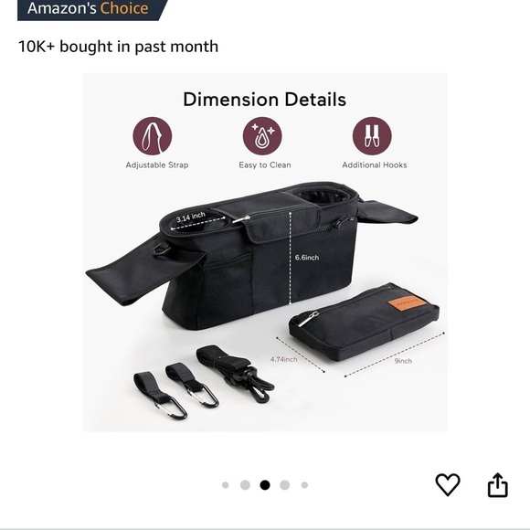 New Momcozy Universal Stroller Organizer Insulated cup Holder Black Detachable - Picture 7 of 8